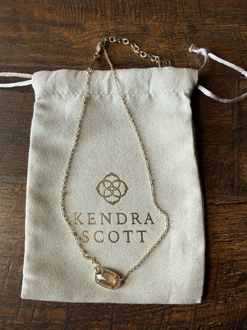 Kendra Scott Gold Necklace with Peach Pendant